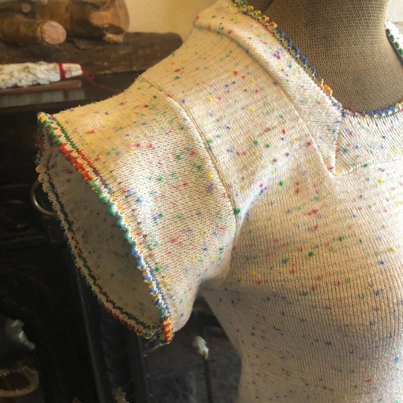 Vintage Confetti Short Sleeve Sweater Top - Picture 4 of 5